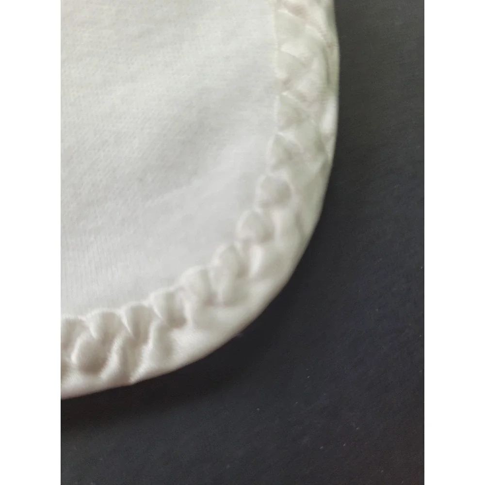 Vintage Baby Dior White Baby Blanket 36 x 30 Luxury Nursery Cotton Satin Edge